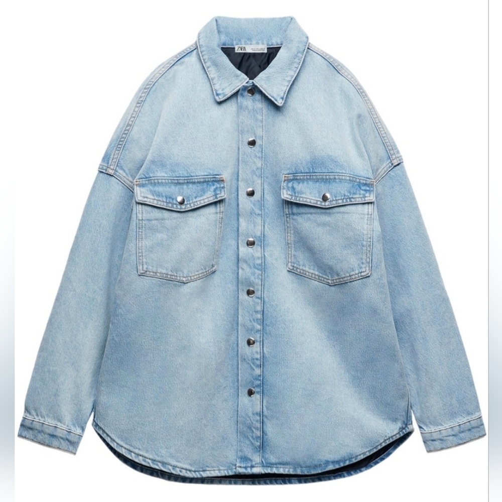 ZARA X GOOD AMERICAN ZW DENIM SHACKET, Small - Picture 2 of 15